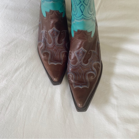 Team West Vintage Turquoise Cowboy Boots - Picture 5 of 9